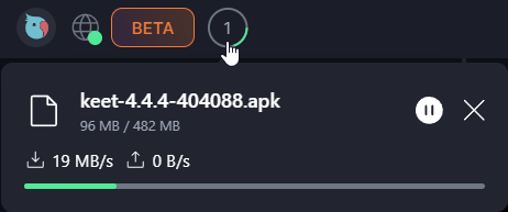 Sharing Files and Media 🗃️ On the desktop, the download process status bar appears in the top left corner of the app:.