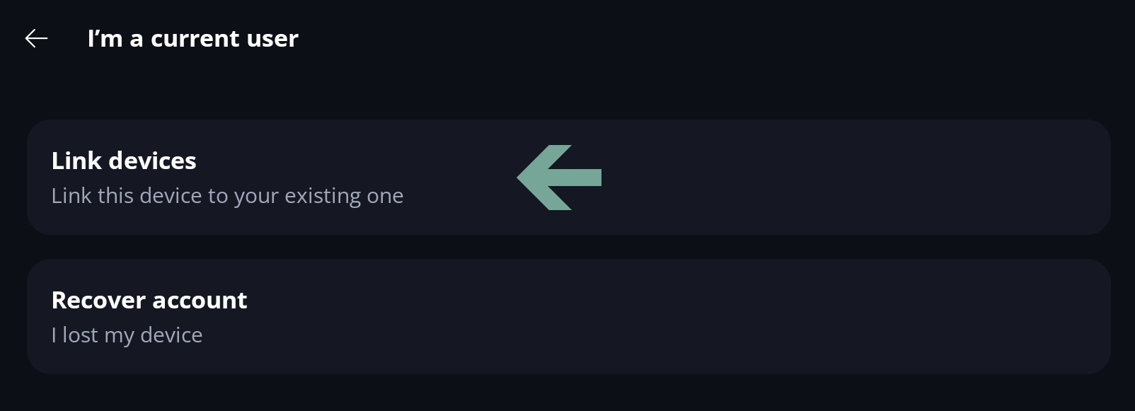 Link Devices On the next screen, choose 'Link device'.