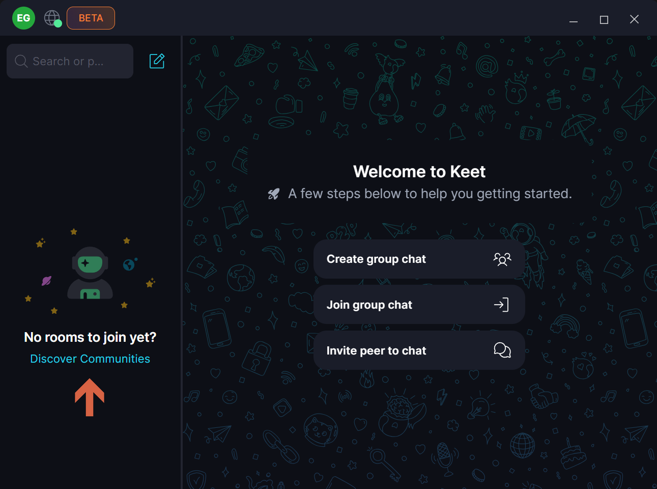 Joining Groups ποΈ If you just created the profile, you can click 'Discover Communities' to enter the public group:.